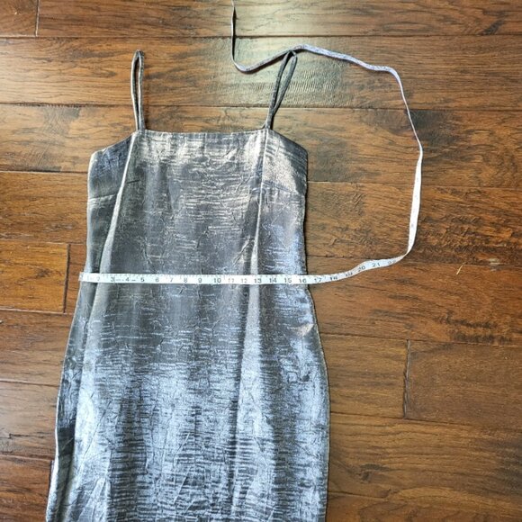 Handmade Satin Slip Dress Metallic Silver Boho Grunge Sz 4 - Picture 13 of 16